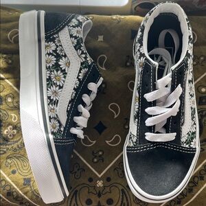 Vans Kids Black and White Daisy Sneakers